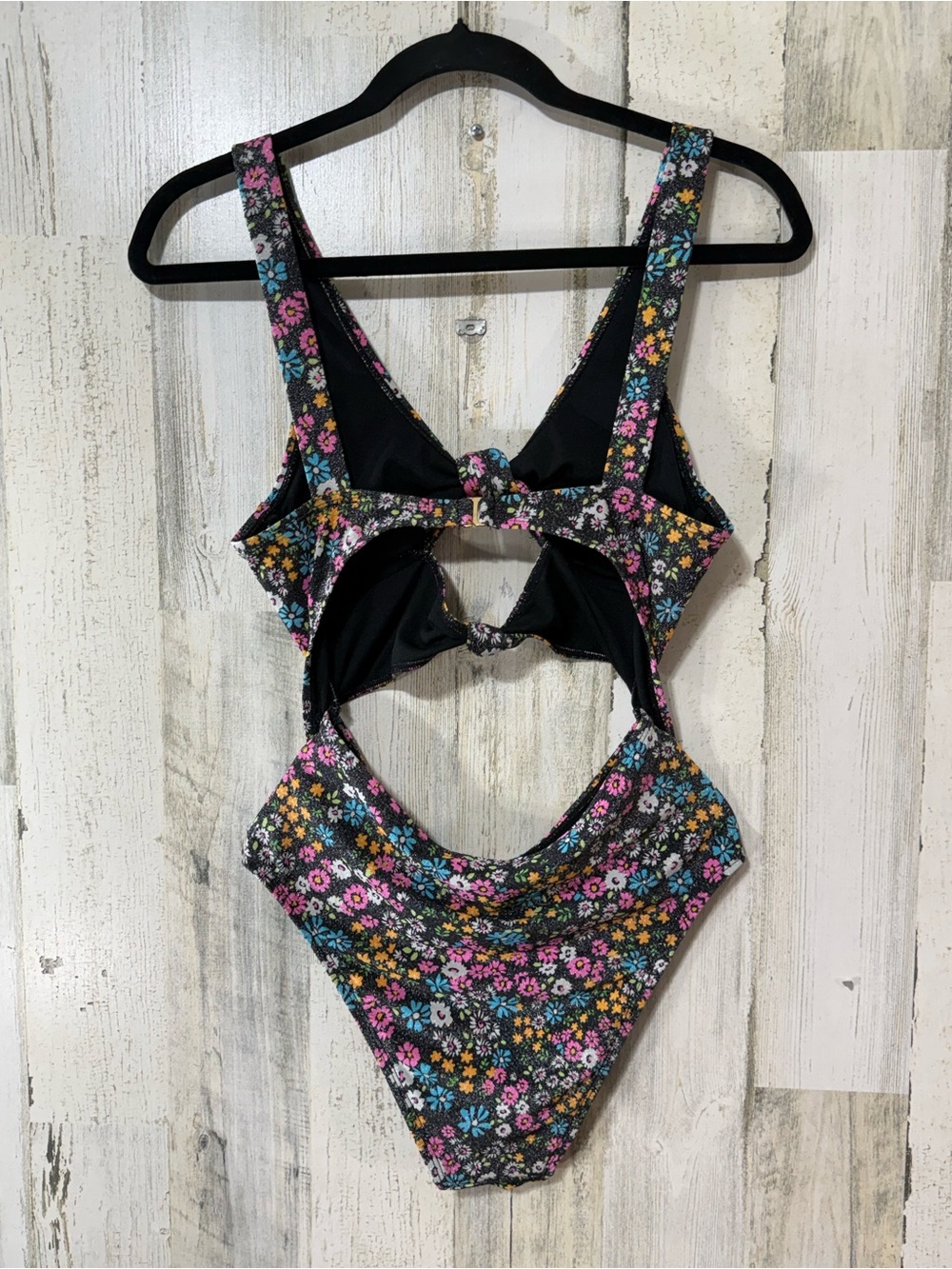 Celebrity Pink Glittering Floral Cutout One-Piece Swimsuit Bows - Picture 5 of 16